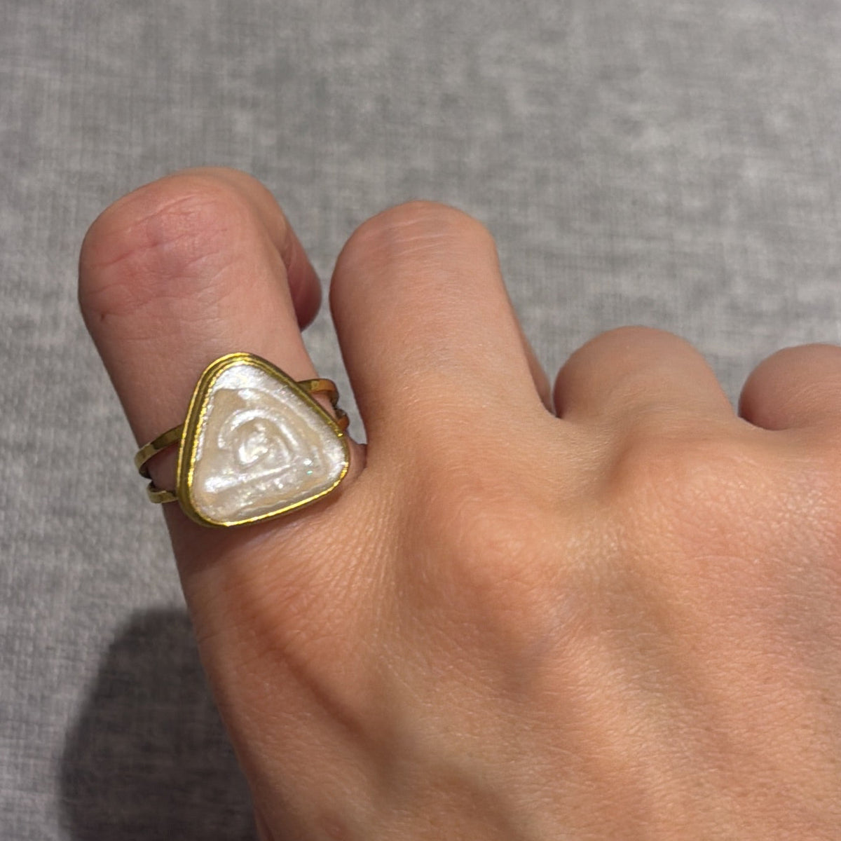 Gold Mother-of-Pearl Triangle Ring