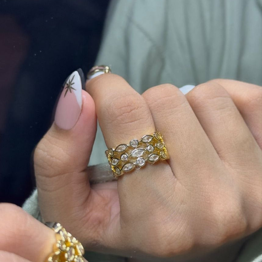 Gold Marquise Crystal Band