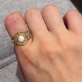 Gold Pearl Halo Ring