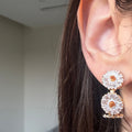 White Daisy Hoop Earrings