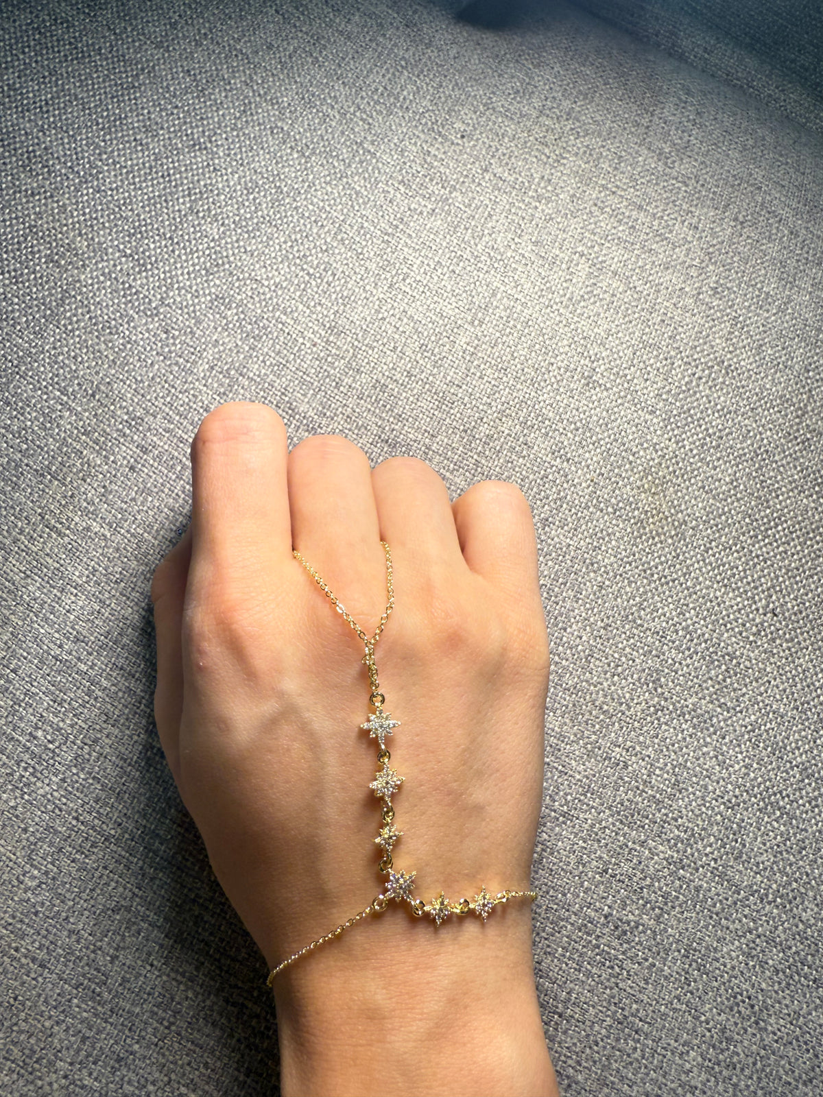 Gold Crystal Flower Cascade Hand Chain