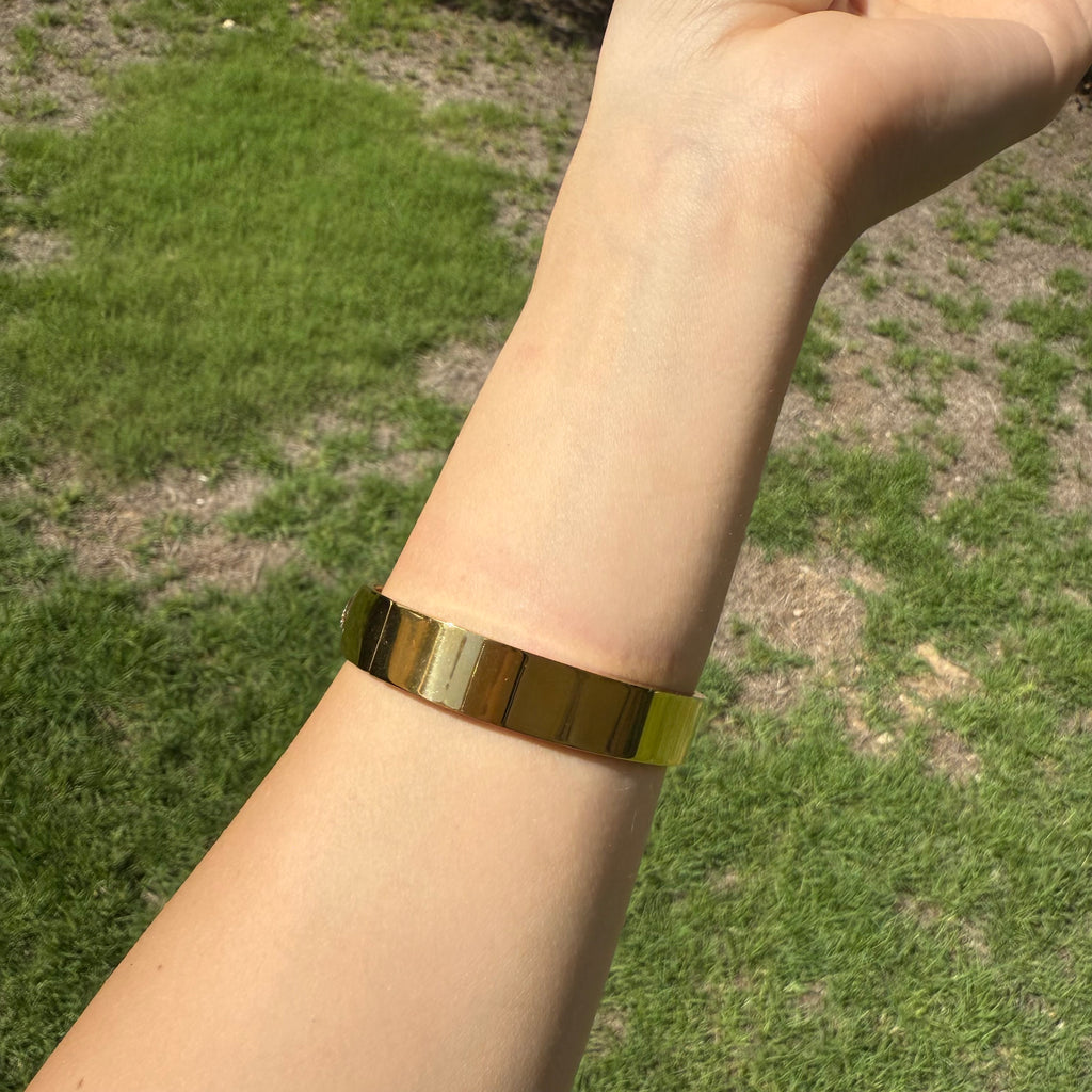 Gold Hammered Pavé Bangle