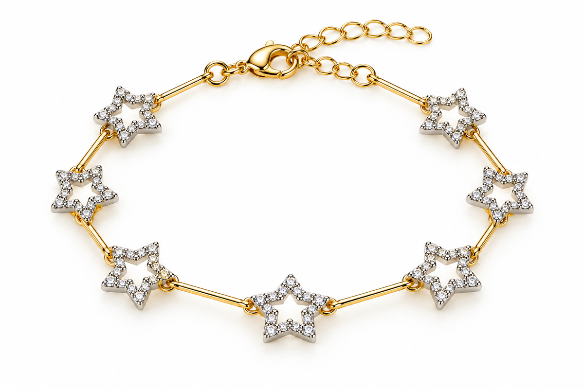 Silver Crystal Star Bracelet