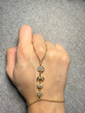 Gold Clover & Heart Charm Hand Chain