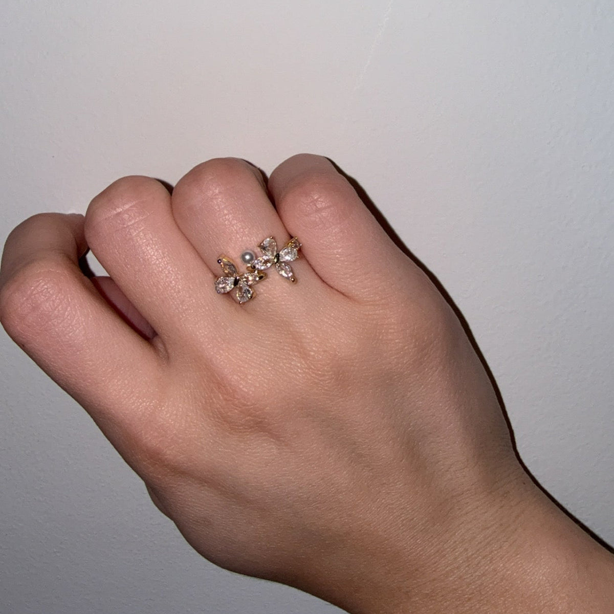 Crystal Twin Flower Ring