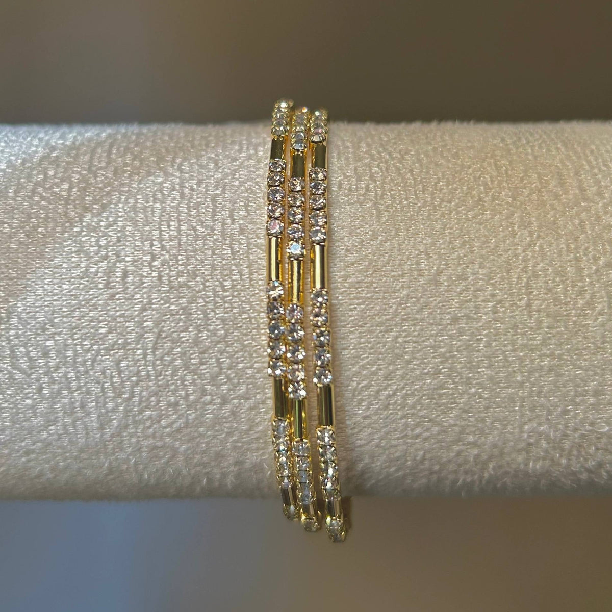 Gold Crystal Bar Wrap Bracelet