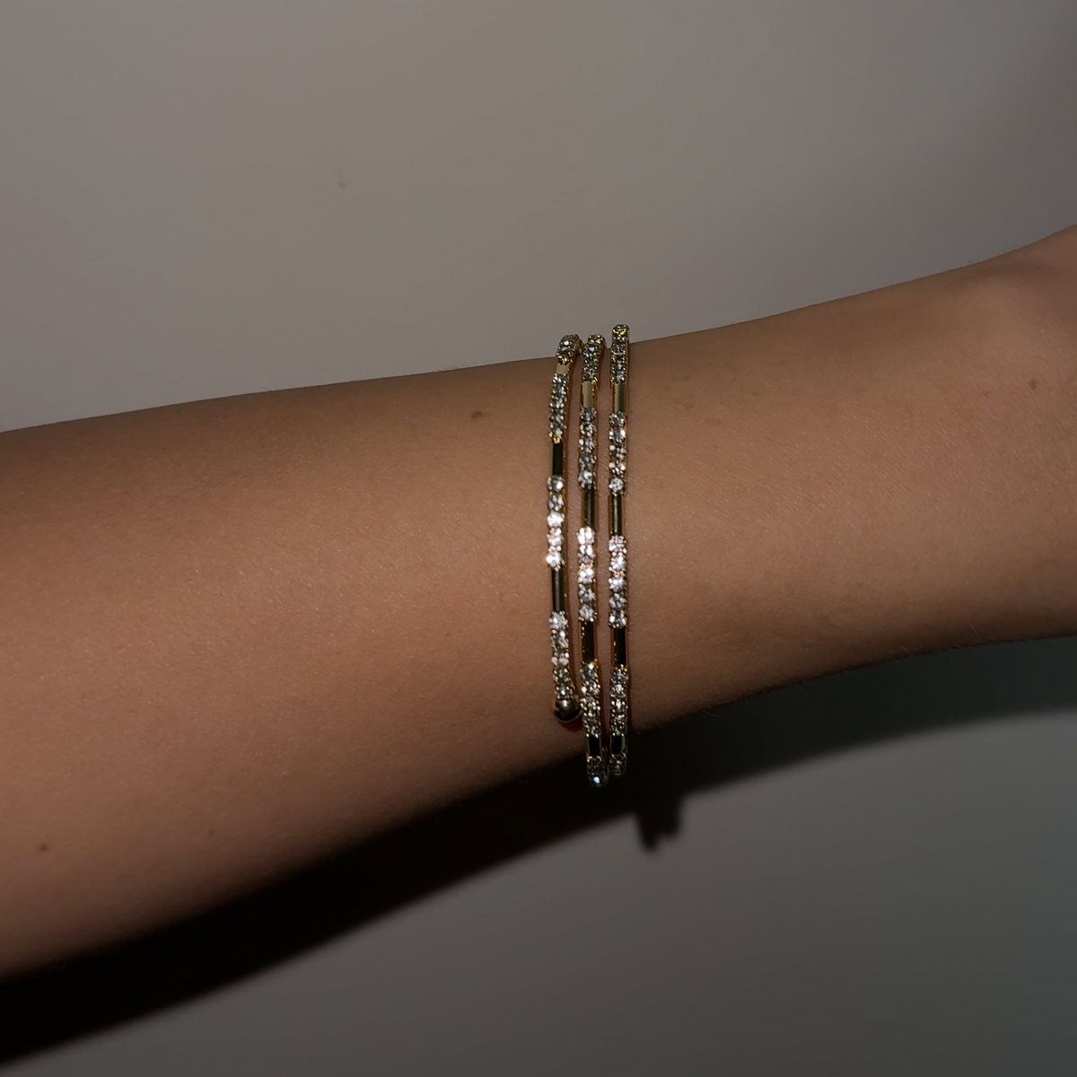 Gold Crystal Bar Wrap Bracelet