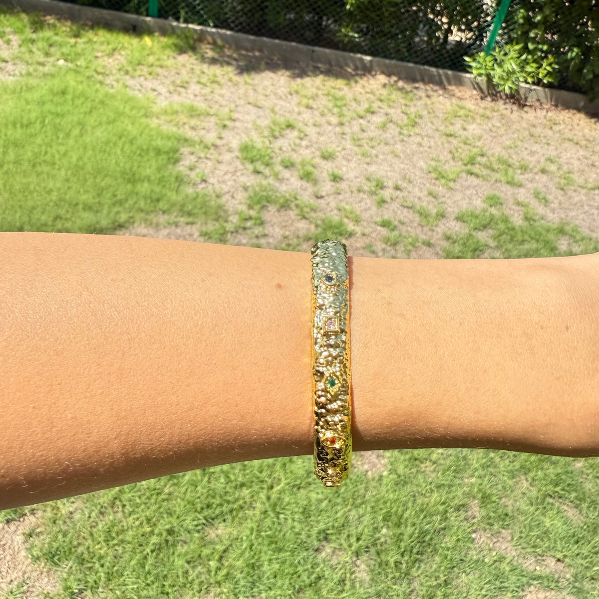 Gold Gemstone Bangle