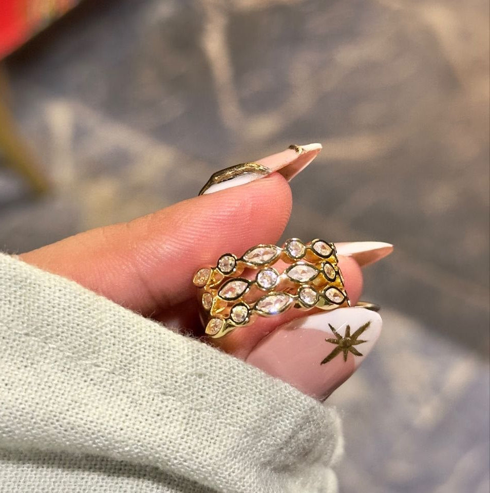 Gold Marquise Crystal Band