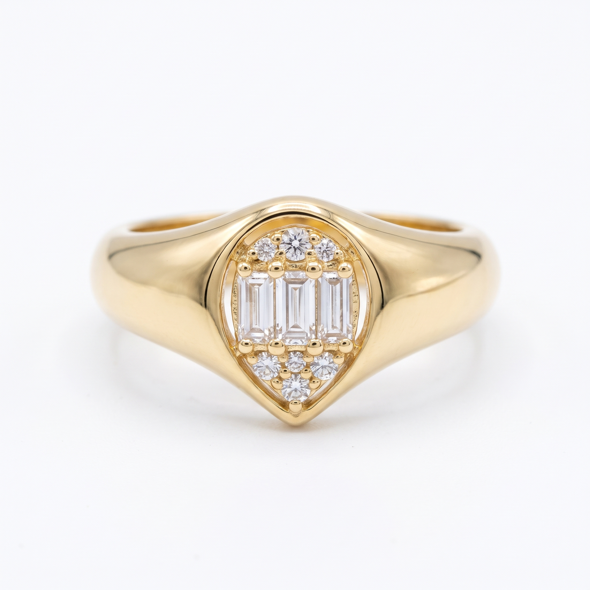Gold Heart Signet Ring — studio picture