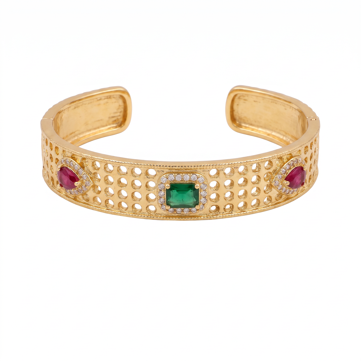 Gold Emerald & Ruby Cuff — studio picture