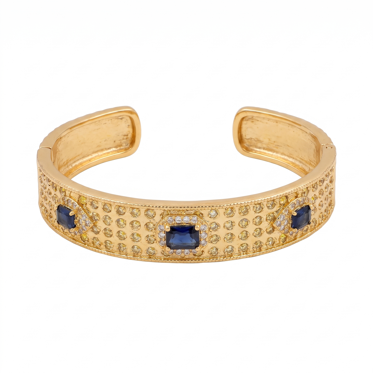 Gold Sapphire Stone Cuff — studio picture