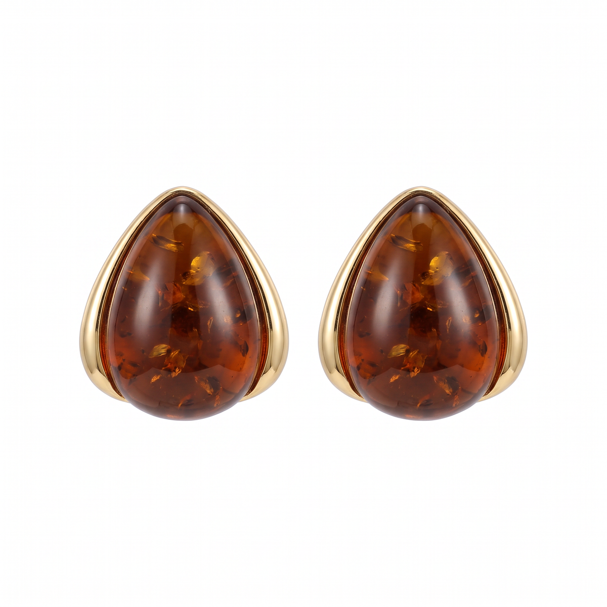 Amber Teardrop Stud Earrings — studio picture