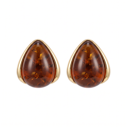 Amber Teardrop Stud Earrings — studio picture