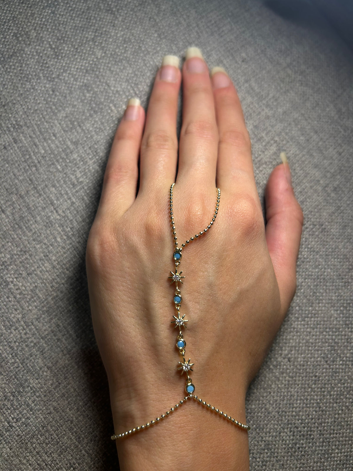 Gold Turquoise Starburst Hand Chain