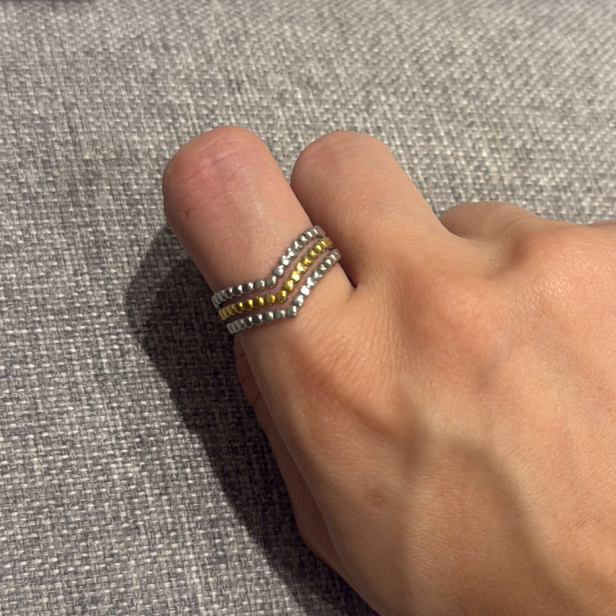 Two-Tone Chevron Stack Ring
