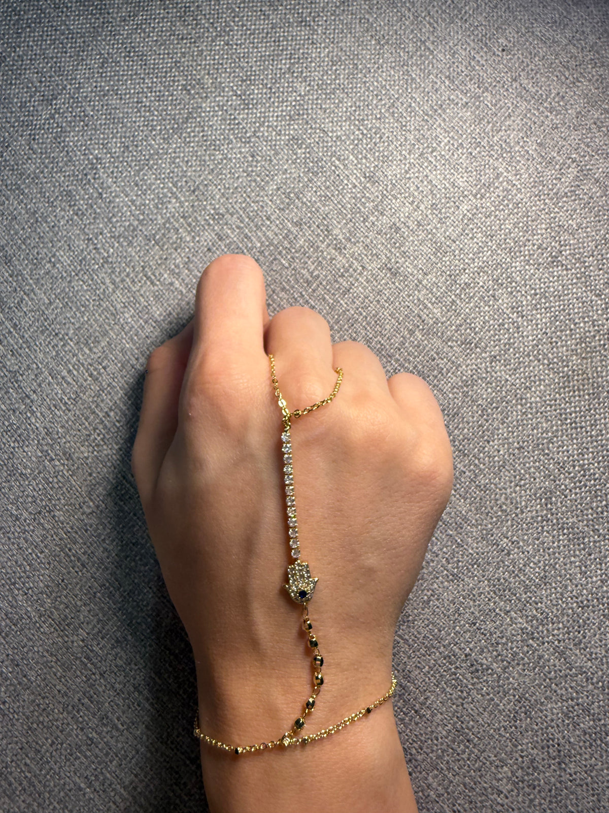 Gold Crystal Hamsa Hand Chain