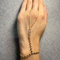Gold Crystal Link Disc Hand Chain