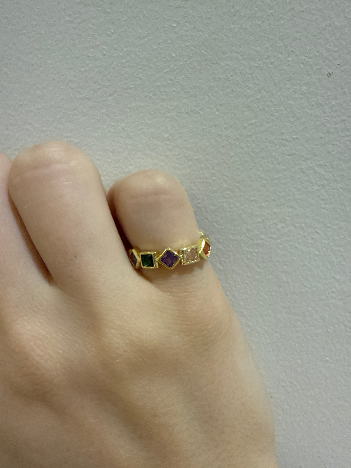 Rainbow Square Stone Ring