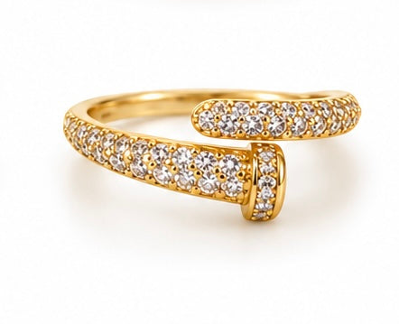 Gold Pave Crossover Ring