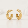 Gold Hammered Hoops