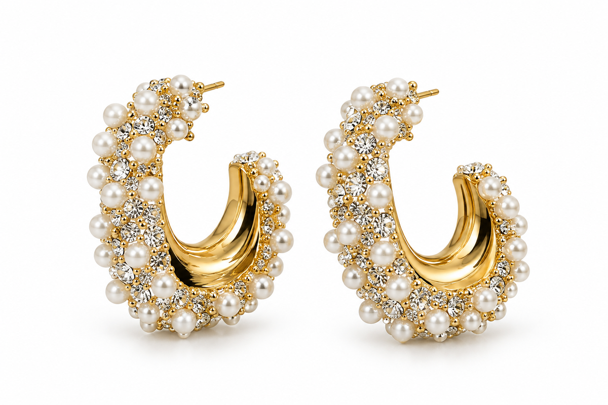 Pearl Cluster Huggie Hoops