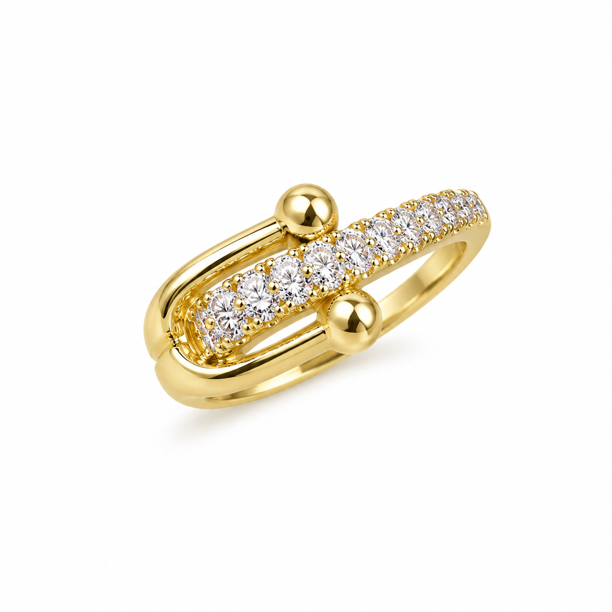 Gold Crystal Buckle Ring