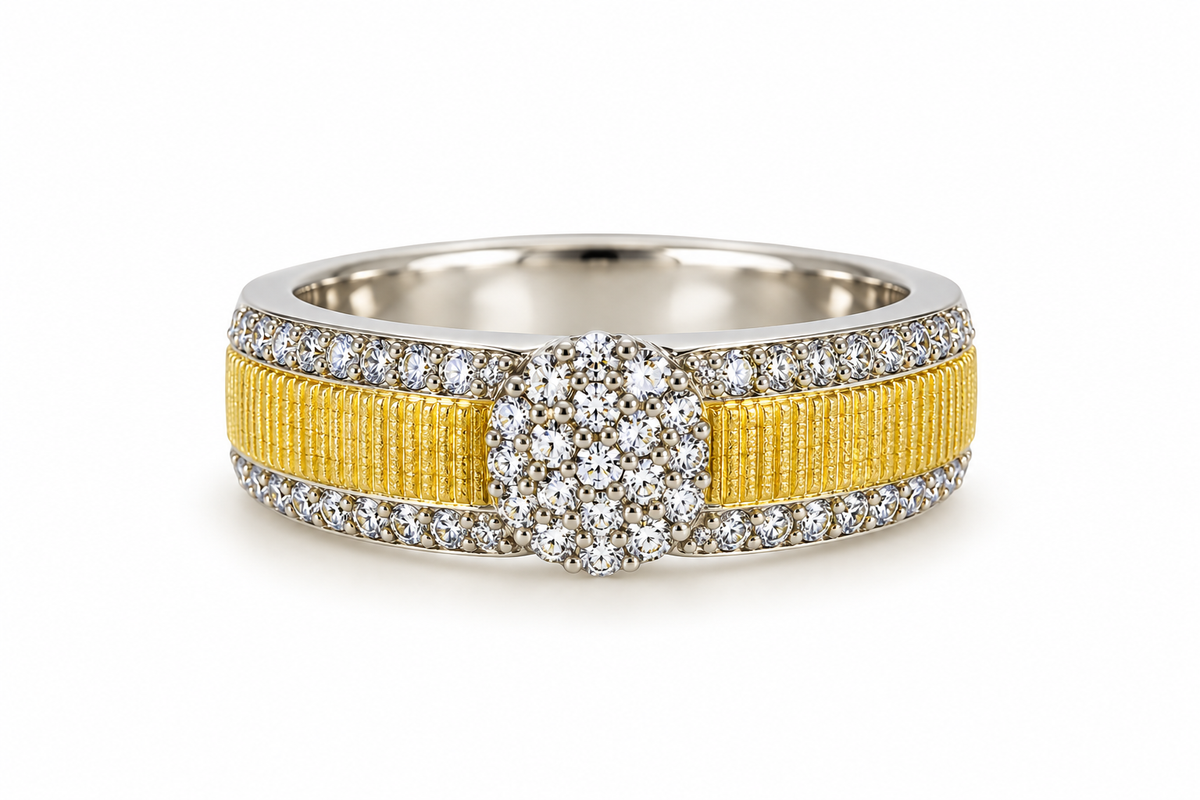 Two-Tone Crystal Cluster Ring
