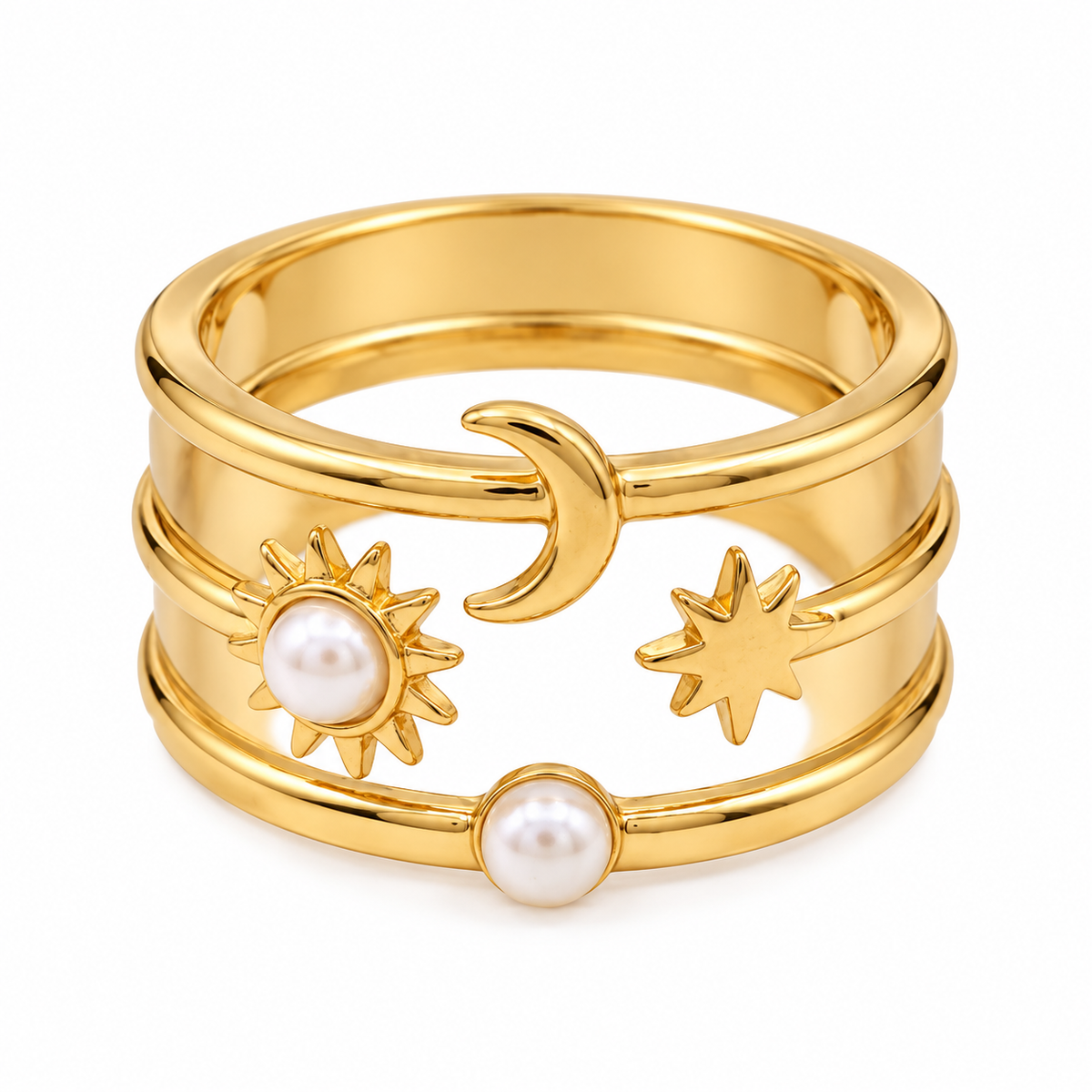 Gold Celestial Pearl Ring