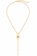 Gold North Star Beaded Lariat Drop Necklace