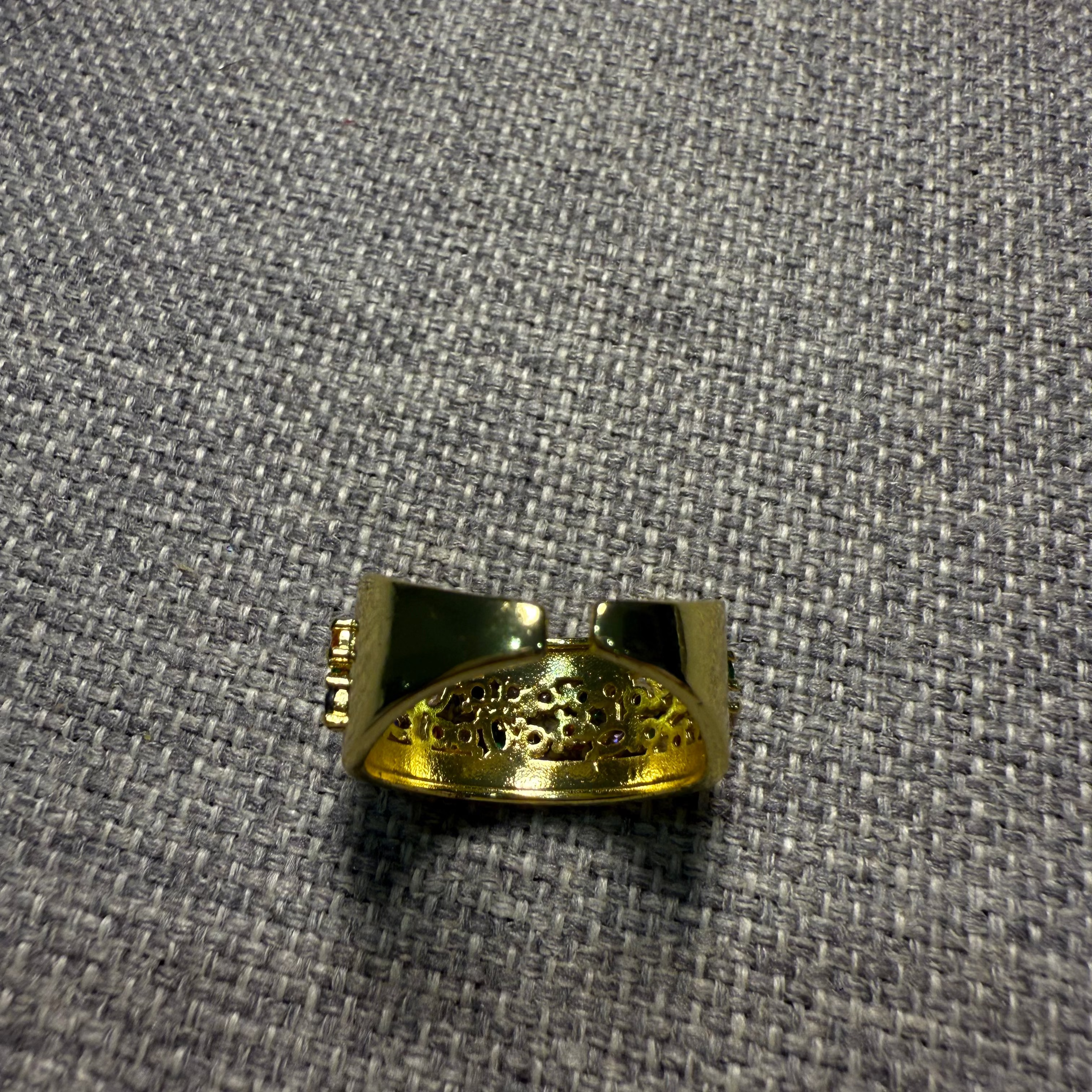 Gold Multicolor Stone Band Ring
