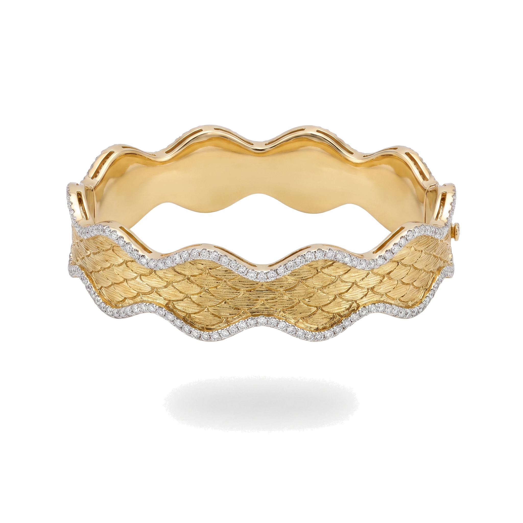 Gold Wave Pavé Bangle