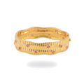 Gold Wavy Pink-Gem Bangle