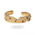 Gold Textured Gem Cuff
