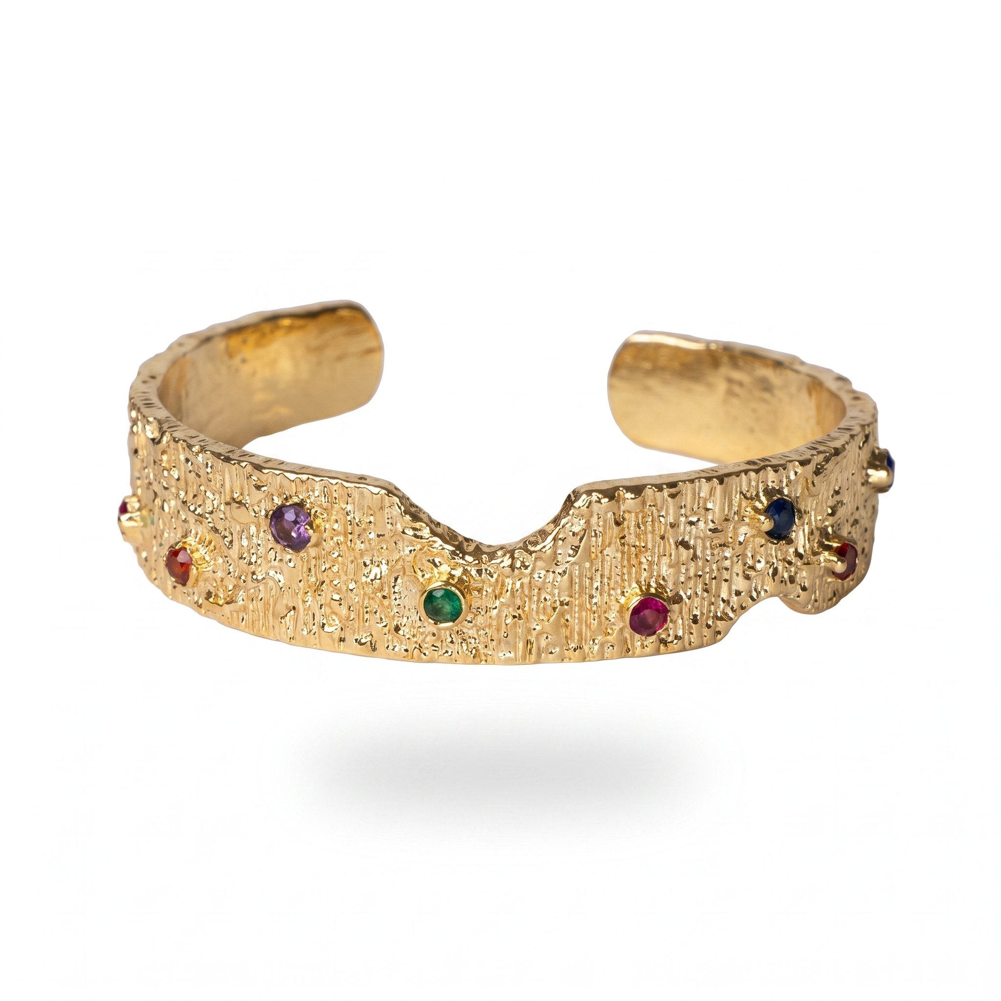 Gold Textured Gem Cuff