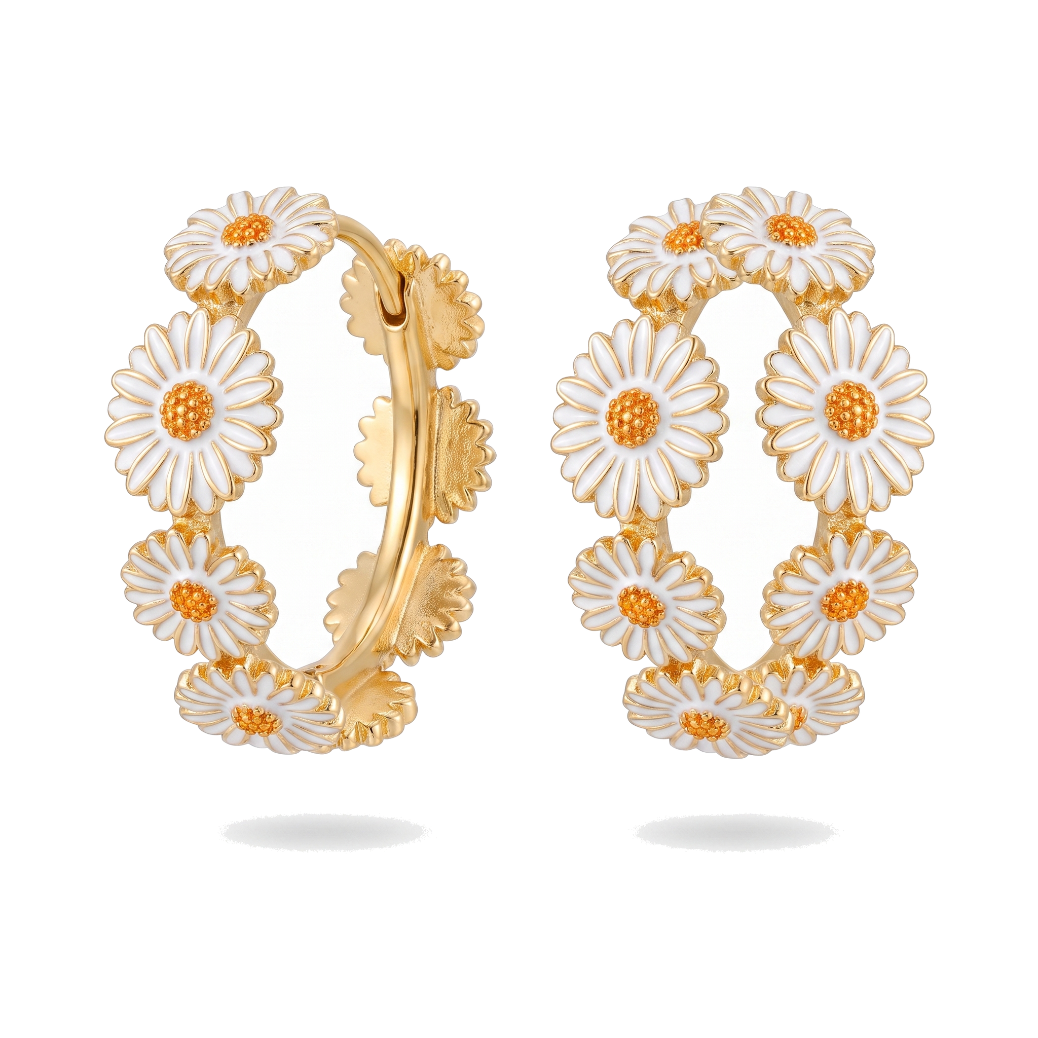White Daisy Hoop Earrings — Glam by Layal
