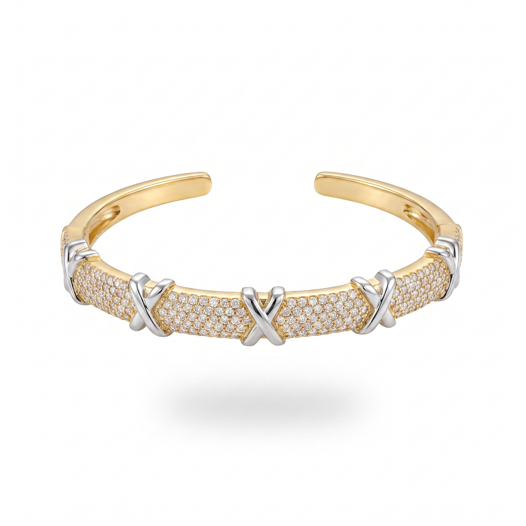 Two-Tone Pavé X Cuff