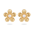 Gold Flower Pearl Studs — Glam by Layal