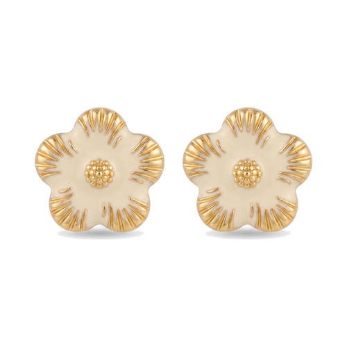 Cream Flower Studs — Glam by Layal