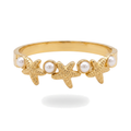 Gold Starfish Pearl Bangle