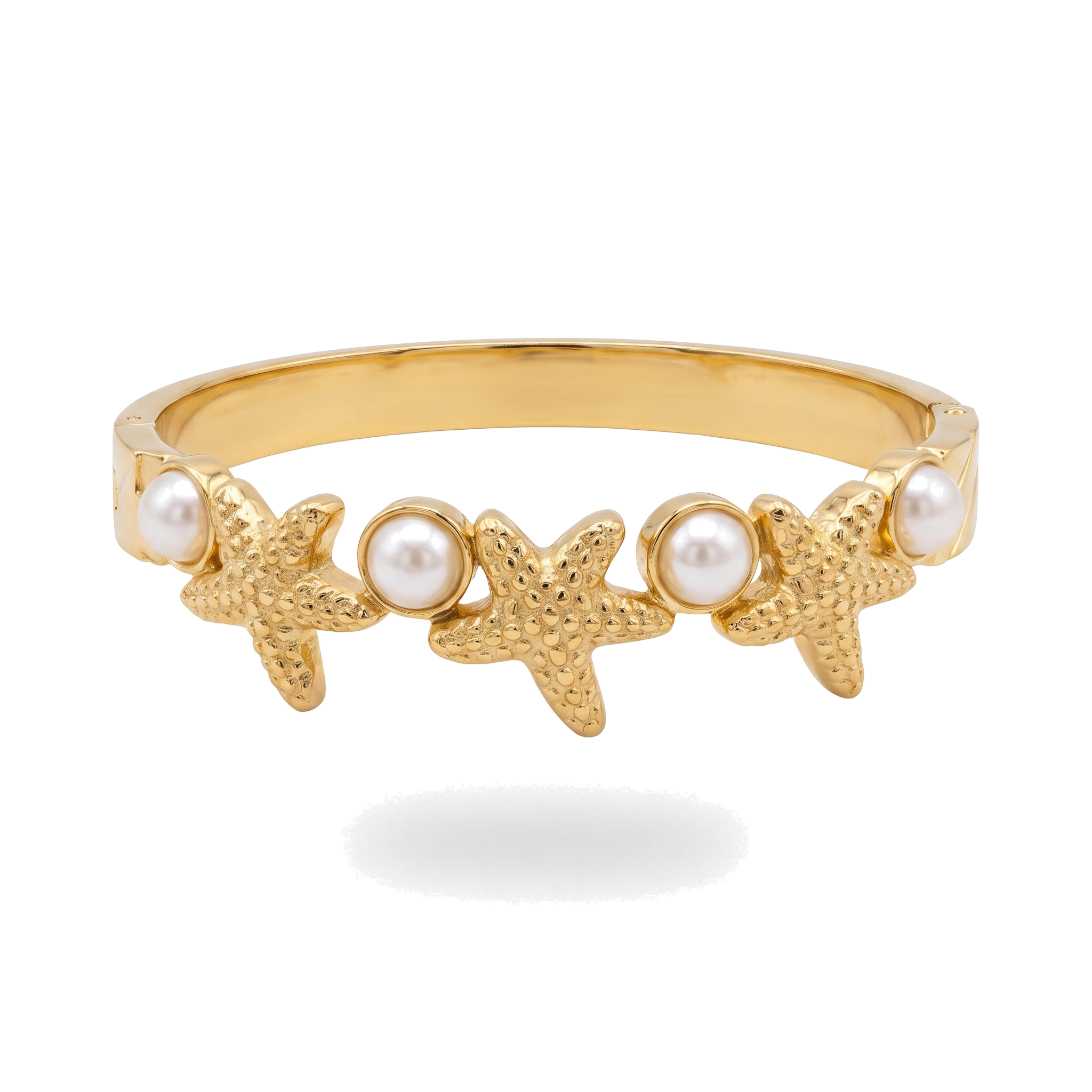 Gold Starfish Pearl Bangle