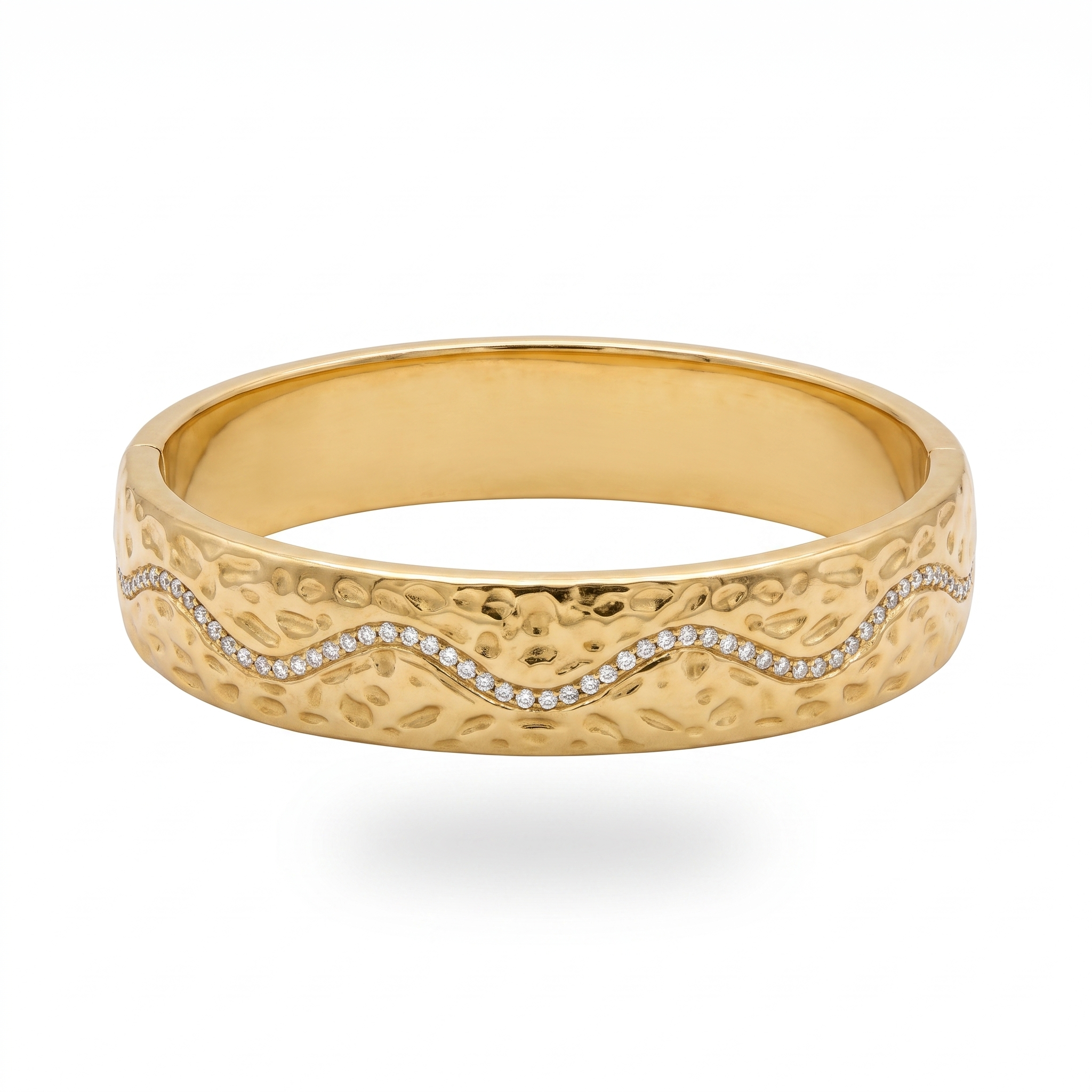 Gold Hammered Pavé Bangle