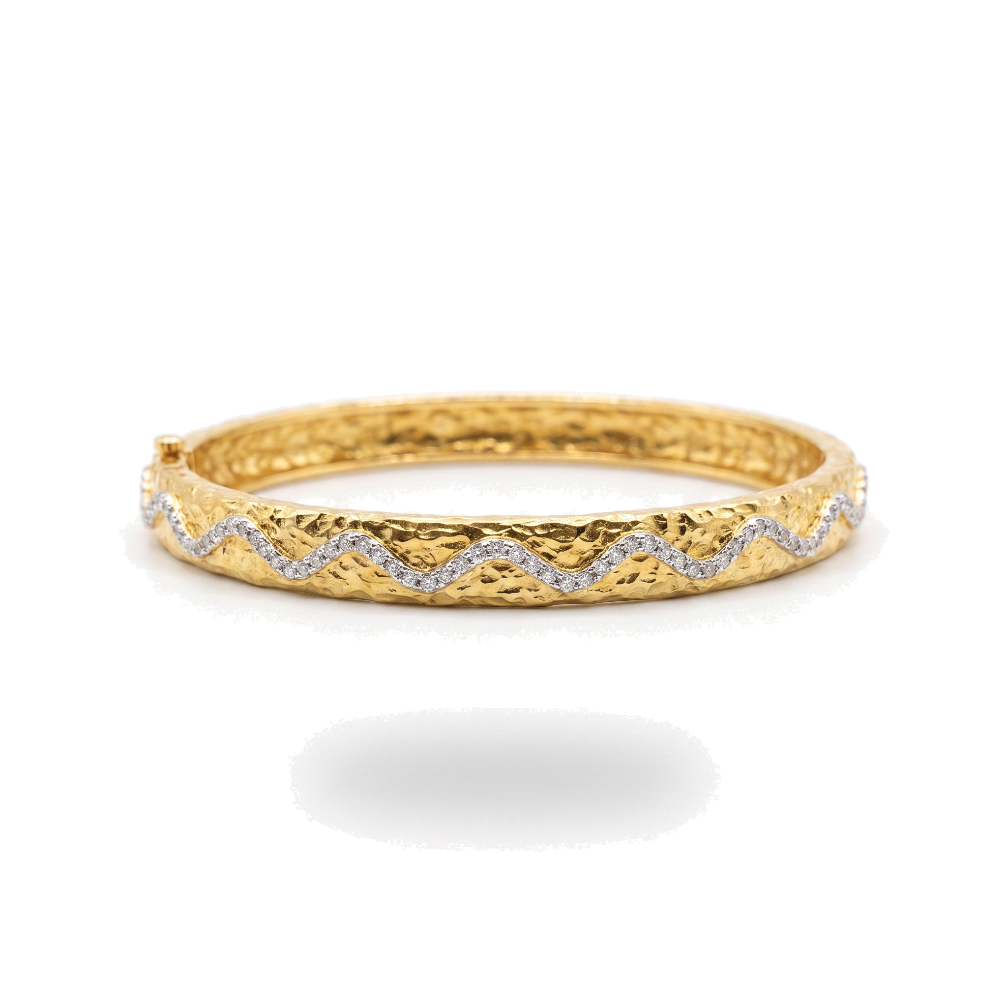 Gold Zigzag Pavé Bangle
