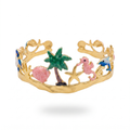 Gold Sealife Enamel Bangle