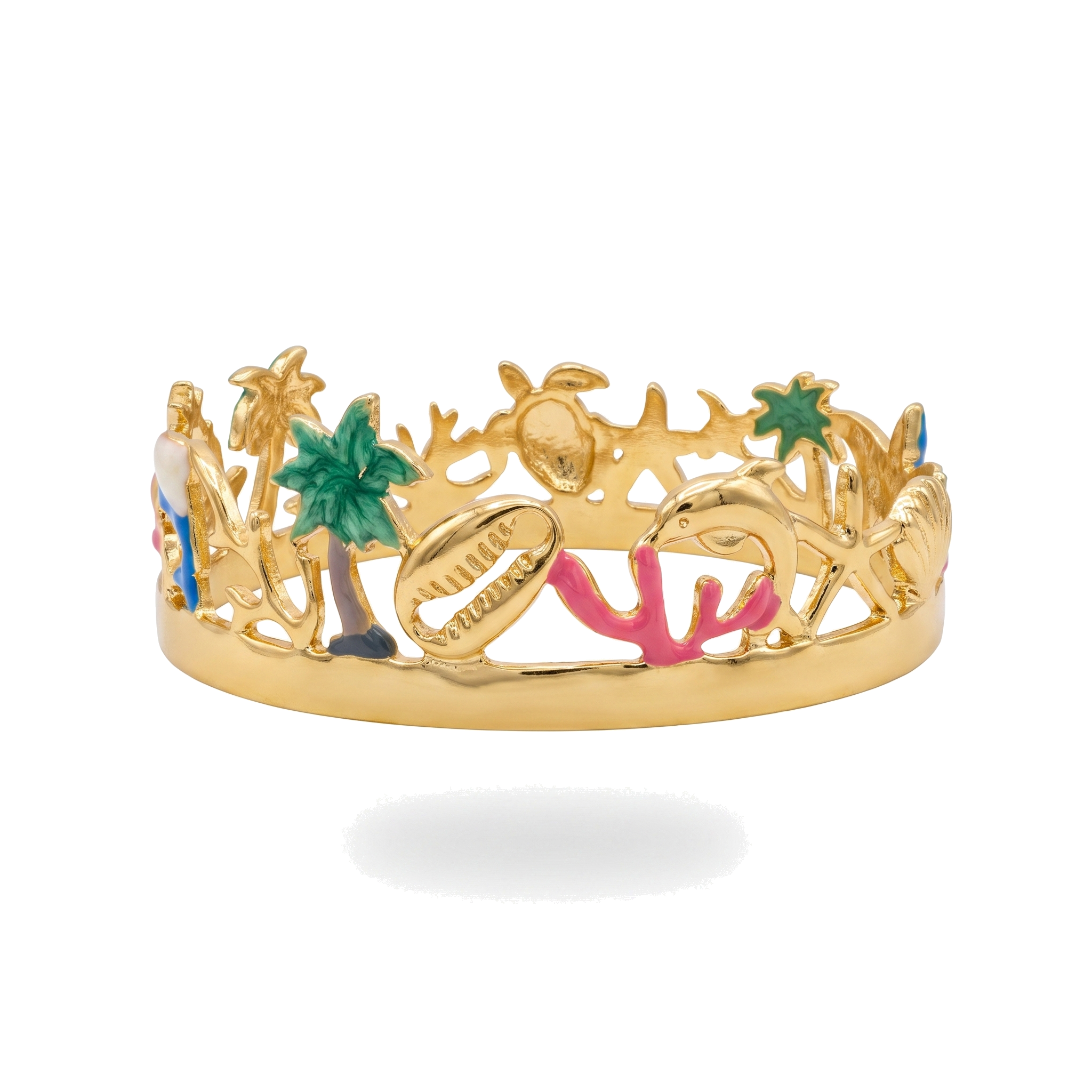 Gold Tropical Enamel Bangle