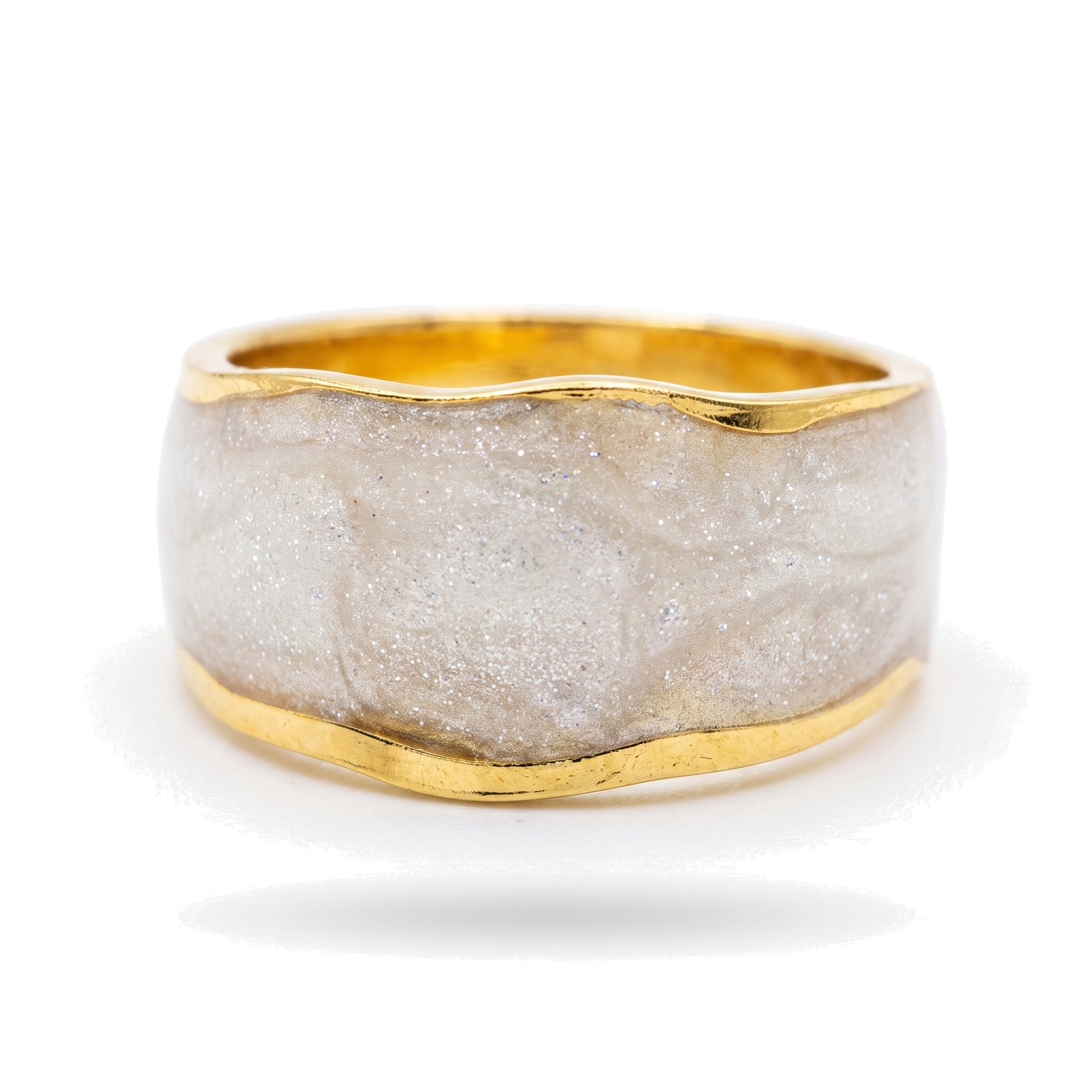 White Glitter Dome Ring