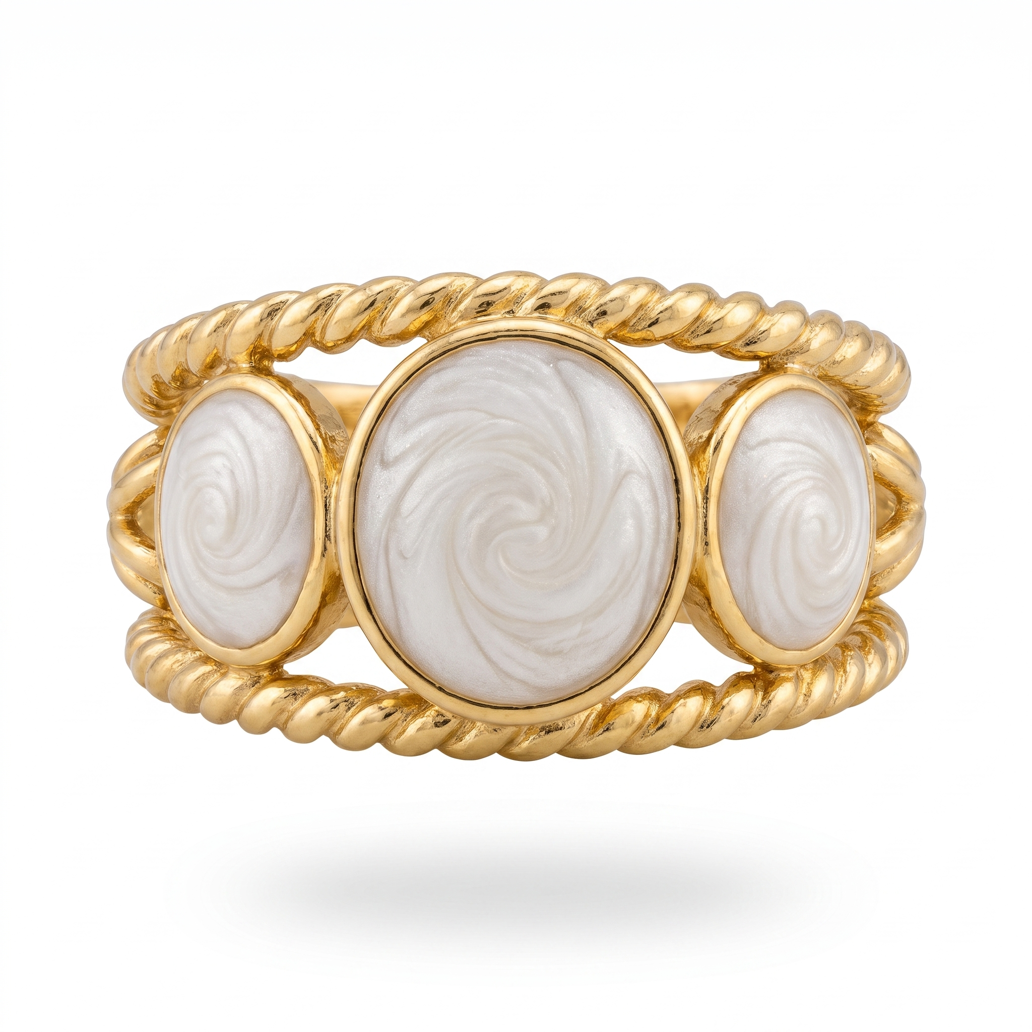White Swirl Trio Ring