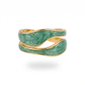 Green Wave Enamel Ring