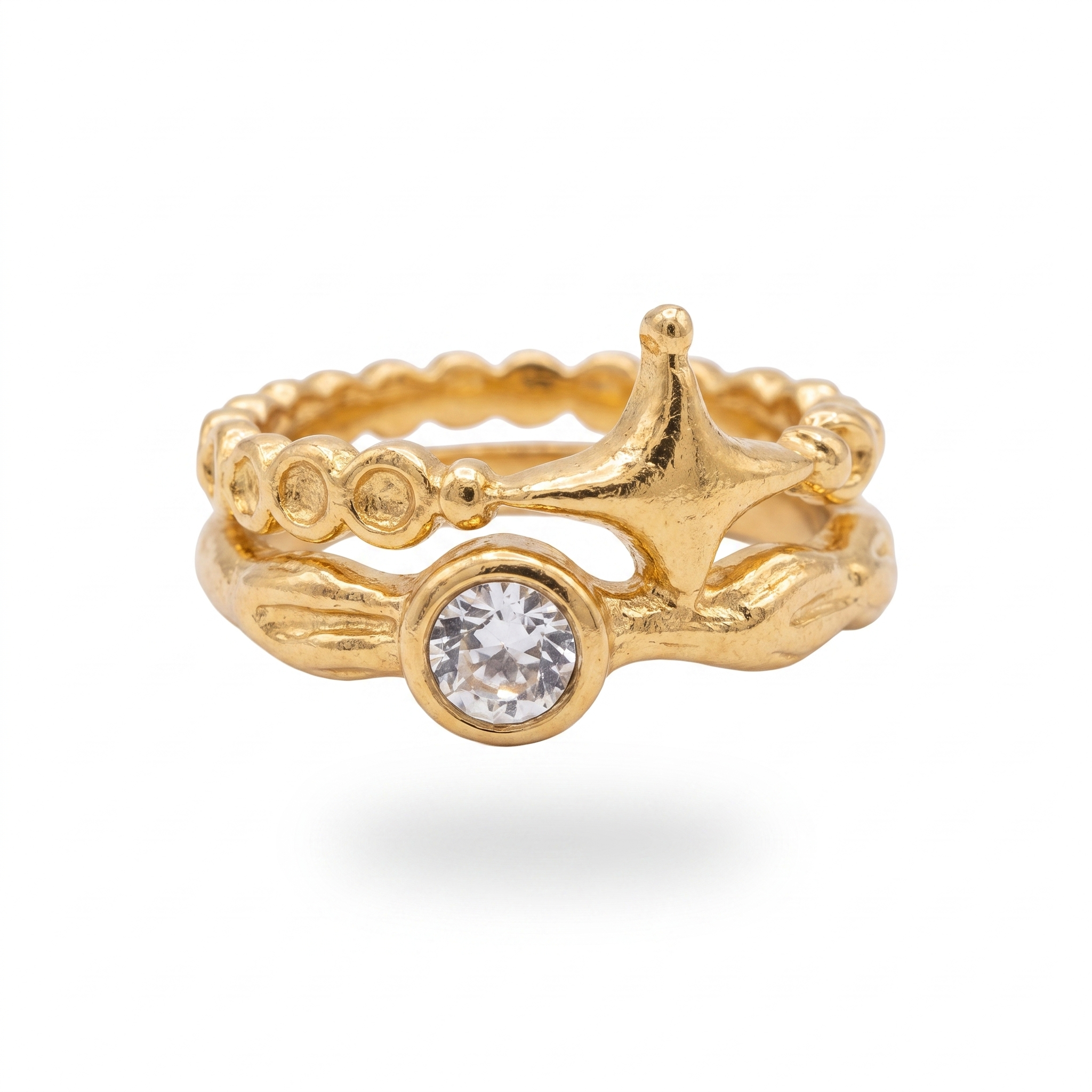 Gold Starfish Crystal Ring