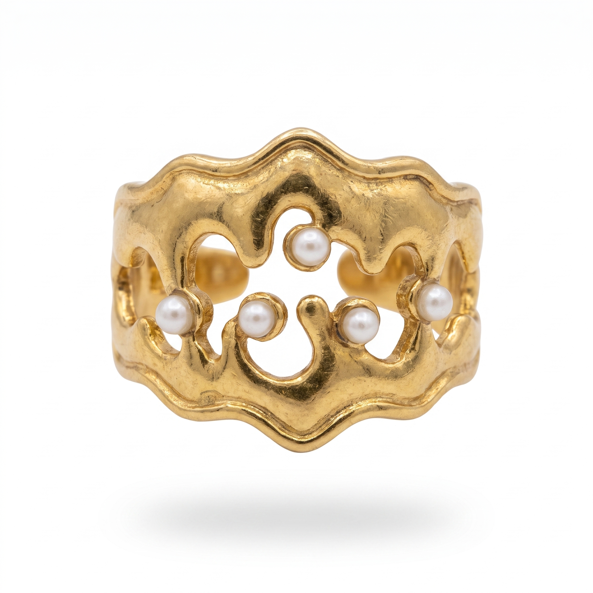 Gold Pearl Lace Ring